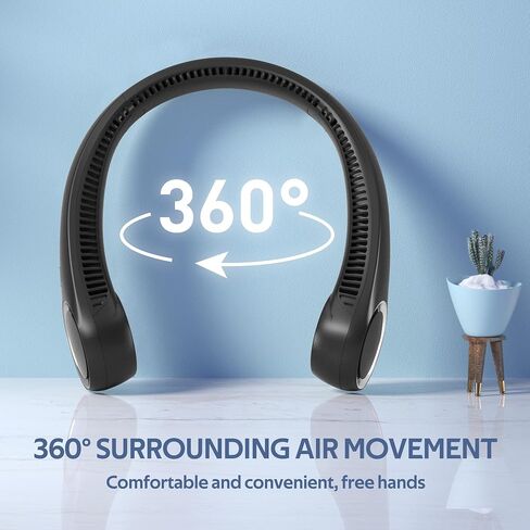 Portable Neck Fan, Hands Free Bladeless 360° Cooling Personal Fan,Wearable Quiet Fan for Outdoor Indoor, Gifts for Men Women, 4000mAh Battery Operated, USB Rechargeable, 3-Speeds(Black Graffiti) in Saudi Arabia