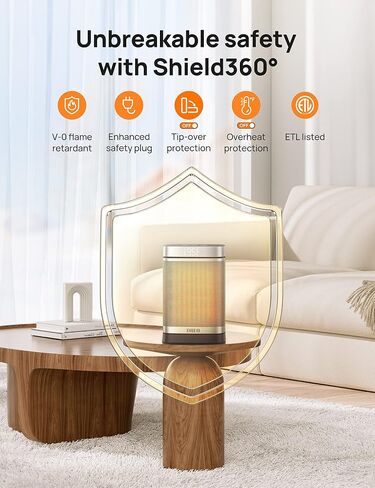 Dreo Space Heater Indoor, Portable Heater with 70°Oscillation, 1500W Electric Heaters with Thermostat, Dreo 4L Smart Humidifiers for Bedroom Home Office in Kuwait