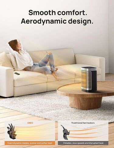 Dreo Space Heater Indoor, Portable Heater with 70°Oscillation, 1500W Electric Heaters with Thermostat, Dreo 4L Smart Humidifiers for Bedroom Home Office in Kuwait