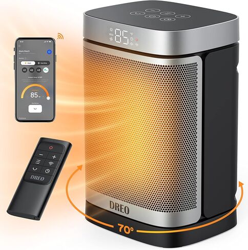 Dreo Space Heater Indoor, Portable Heater with 70°Oscillation, 1500W Electric Heaters with Thermostat, Dreo 4L Smart Humidifiers for Bedroom Home Office in Kuwait