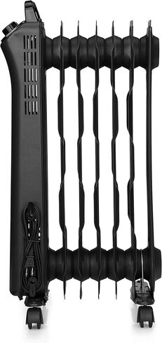 Amazon Basics Portable Radiator Heater with 7 Wavy Fins, Manual Control, Black, 1500W, 13.1 x 26.3 x 9.8 in in Saudi Arabia