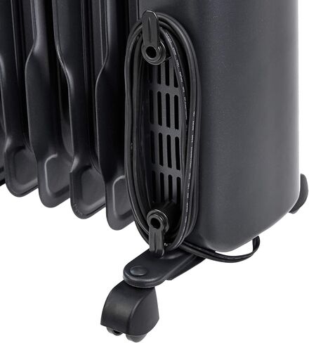 Amazon Basics Portable Radiator Heater with 7 Wavy Fins, Manual Control, Black, 1500W, 13.1 x 26.3 x 9.8 in in Saudi Arabia