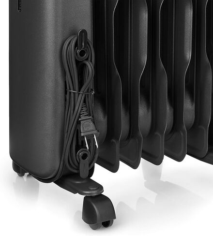Amazon Basics Portable Radiator Heater with 7 Wavy Fins, Manual Control, Black, 1500W, 13.1 x 26.3 x 9.8 in in Saudi Arabia