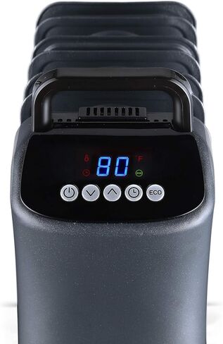 Amazon Basics Portable Radiator Heater with 7 Wavy Fins, Manual Control, Black, 1500W, 13.1 x 26.3 x 9.8 in in Saudi Arabia