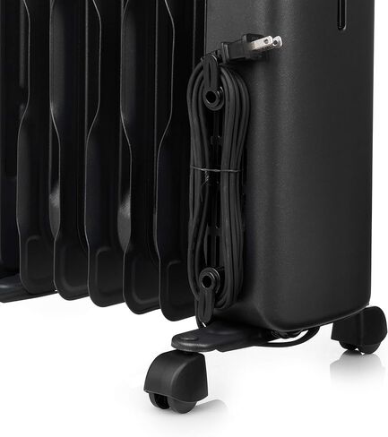 Amazon Basics Portable Radiator Heater with 7 Wavy Fins, Manual Control, Black, 1500W, 13.1 x 26.3 x 9.8 in in Saudi Arabia