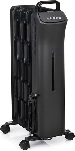 Amazon Basics Portable Radiator Heater with 7 Wavy Fins, Manual Control, Black, 1500W, 13.1 x 26.3 x 9.8 in in Saudi Arabia