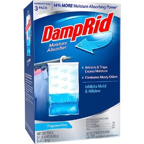 DampRid Fragrance Free Hanging Moisture Absorber, 16 oz., 3 Pack - Eliminates Musty Odors for Fresher Air, Ideal Moisture Absorbers for Closet, 14% More Moisture Absorbing Power*