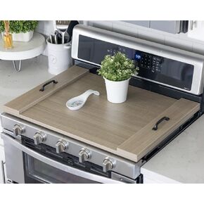 Noodle Board Stove Covers with Handles, Durable Extra Thick Laminate Wood Handmade Cookware, Counter Space Top Covers for Electric Stoves & Sink Farmhouse Rustic Decorative Tray for Kitchen