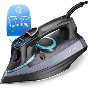 Sundu 1700-Watt Steam Iron with Digital LED Screen, Ceramic Coated Soleplate, Anti-Drip, Self-Clean, and 3-Way Auto-Off Portable Iron with 4 Preset Steam & Temp Settings for Variable Fabric, 300ml Water Tank