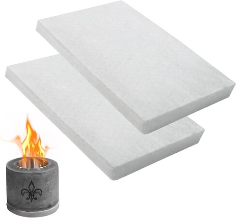 عبوة من قطعتين من صوف السيراميك الفاخر لحفرة النار المحمولة على سطح الطاولة لإطالة وقت الاحتراق - اسفنجة فتيل صوف سيراميك عازلة من الياف السيراميك لمواقد الإيثانول الحيوي (12 انش × 8 انش) in Kuwait