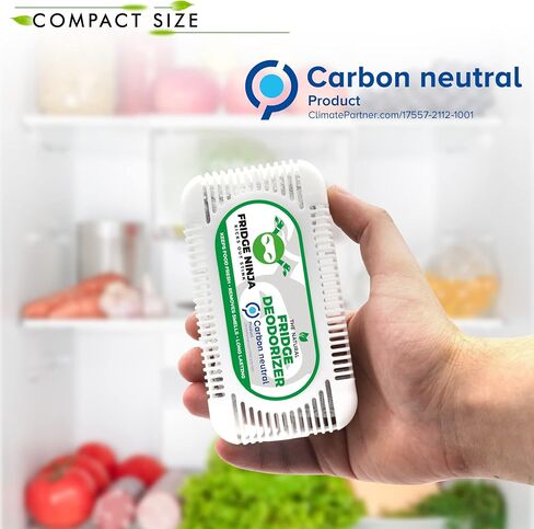 Fridge Ninja Fridge Deodorizer (2 Pack) - More Effective Than Baking Soda - Natural and Unscented Activated Charcoal Refrigerator Deodorizer - Fridge Odor Eliminator for Freezers, Coolers, and Lunch Boxes in Kuwait