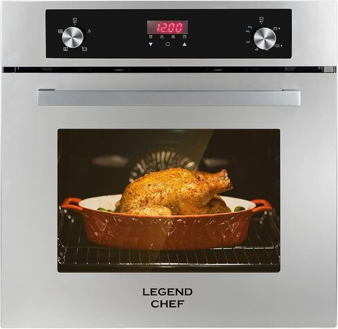 فرن حائط غاز 24 بوصة، فرن LEGEND CHEF LC-GS606DS مدمج بجدار واحد مع 6 وظائف للطهي، فرن حائط يعمل بالغاز الطبيعي مع مشواة، شاشة رقمية مع مقبض تحكم، لمسة نهائية من الفولاذ المقاوم للصدأ 120 فولت in Kuwait