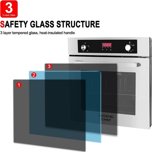 فرن حائط غاز 24 بوصة، فرن LEGEND CHEF LC-GS606DS مدمج بجدار واحد مع 6 وظائف للطهي، فرن حائط يعمل بالغاز الطبيعي مع مشواة، شاشة رقمية مع مقبض تحكم، لمسة نهائية من الفولاذ المقاوم للصدأ 120 فولت in Kuwait
