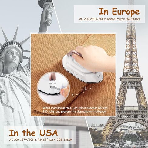 Newbealer Travel Iron with Dual Voltage - 120V/220V Lightweight Dry Iron for Clothes (No Steam), Non-Stick Ceramic Soleplate, 302℉ Mini Heat Press Machine, w/Spray Bottle, Pouch & Silicone Stand in Kuwait