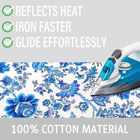 Ironing Board Cover and Pad 15x54 Inch Standard Ironing Board Cover with Elastic Edge and Hook and Loop Fasteners Scorch and Stain Resistant Cotton Ironing Covers with Thick Padding in Kuwait
