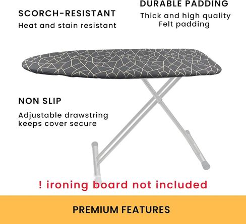 Ironing Board Cover and Pad with Standart Size Adjustable Elastic Edge Fit, Extra Thick Padding, Heat Reflective, Non Stick Scorch and Stain Resistant, (Silver) in Kuwait