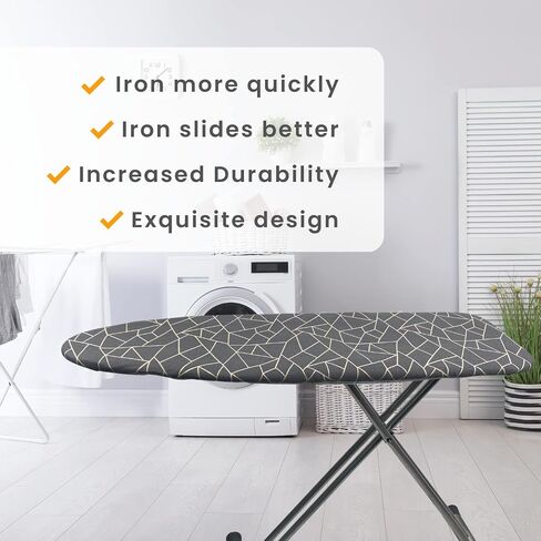 Ironing Board Cover and Pad with Standart Size Adjustable Elastic Edge Fit, Extra Thick Padding, Heat Reflective, Non Stick Scorch and Stain Resistant, (Silver) in Kuwait