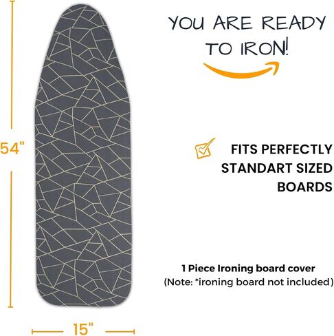 Ironing Board Cover and Pad with Standart Size Adjustable Elastic Edge Fit, Extra Thick Padding, Heat Reflective, Non Stick Scorch and Stain Resistant, (Silver) in Kuwait