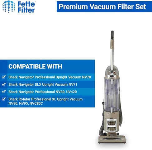 فلتر Fette - مرشحات مكنسة كهربائية متوافقة مع مكانس Shark Navigator Professional NV70، NV80، NV90، NV95، UV420. قارنه بالجزء رقم XFF80 وXHF80. (1 هيبا 2 فوم) in Kuwait