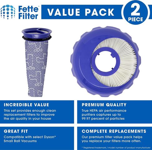 Fette Filter - Small Ball UP15، مجموعة فلتر مكنسة صغيرة متعددة الأرضيات وكرة صغيرة Pro متوافقة مع Dyson. قطع غيار رقم 966444-02 و967276-01. حزمة كومبو in Kuwait