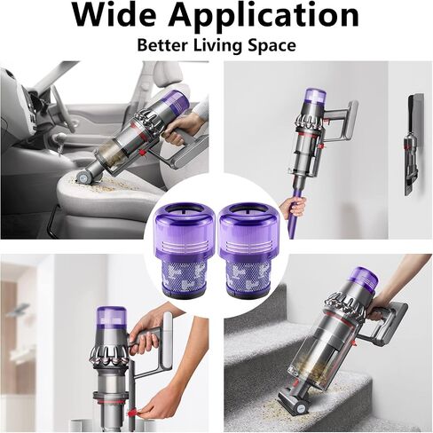 بدائل مرشح اليد المحسنة لـ Dyson V11 Animal، V11 Torque Drive V15 Detect Cordless Vacuum، استبدال الجزء # 970013-02 (عبوتان) in Kuwait