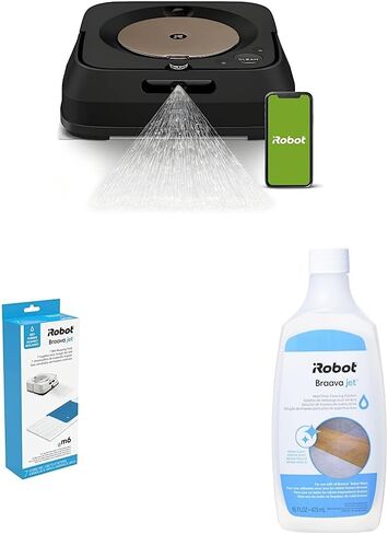 iRobot Braava Jet m6 (6012) Ultimate Robot Mop - متصلة بشبكة Wi-Fi، بخاخ نفاث دقيق، رسم خرائط ذكي، يعمل مع Alexa، مثالي لغرف متعددة، إعادة الشحن والسيرة الذاتية، أسود in Kuwait