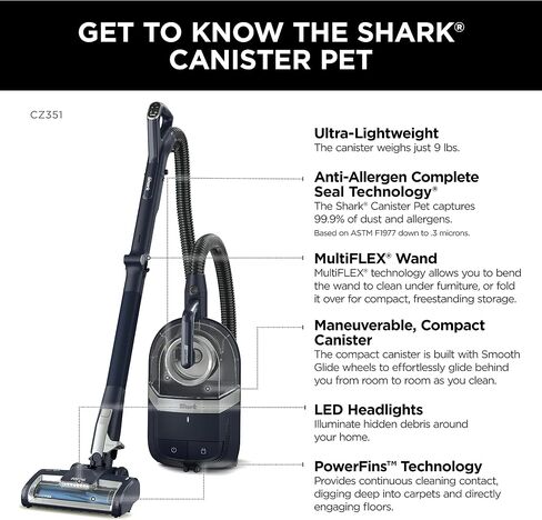 Shark CZ2001 Pet Canister Vacuum, Bagless, Corded with Self-Cleaning Brushroll, Black & Copper in Saudi Arabia