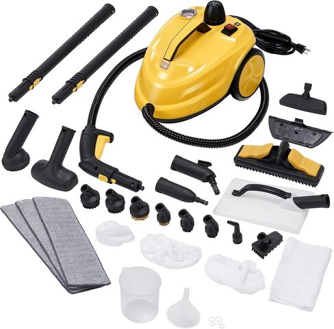 منظف ​​بخار سبورجوم، جهاز بخار مطهر مضغوط خالٍ من المواد الكيميائية للتنظيف، خزان سعة 1.8 لتر، ممسحة بخار 1800 وات مع 27 ملحقًا لتنظيف الأرضيات والسجاد وتنجيد السيارات والنوافذ (بدون مقياس الضغط) in Kuwait