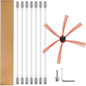 Chimney Sweep Kit, 20FT Chimney Cleaner, Rotary Drill Drive Chimney Brush Kit with 6 Nylon Flexible Rods and A Brush Head, Ergonomic Chimney Cleaning Tool Kit for Sweeping Fireplace Flue
