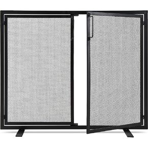 Best Choice Products 38.5x31in 2-Door Fireplace Screen, Handcrafted Wrought Iron Decorative Mesh Geometric Fire Spark Guard w/Magnetic Panels - Black in Saudi Arabia