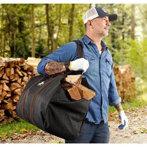 Firewood Carrier Log Holder – Waterproof Firewood bags, Extra Large Capacity, Heavy Duty Canvas, Wood Carrier for Firewood, Camping, Wood Fire Stove and Fireplace, Best Bag for Him