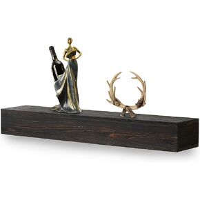 48" Rustic Wood Fireplace Mantel | Wall-Mounted & Floating Shelf for Home Decor