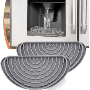 صينية التقاط التنقيط للثلاجة مكونة من قطعتين من Qteeyou، صينية تنقيط صغيرة للثلاجة تحمي وعاء موزع الثلج والمياه، وسادة مياه منسكبة في الثلاجة للانسكابات، وتراكم المعادن ورذاذ الماء (مستطيلة، رمادي) in Kuwait