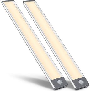 LEPOTEC 30-LED Motion Sensor Cabinet Light,Magnetic Motion Activated Light,Under Counter Closet Lighting, Wireless USB Rechargeable Kitchen Cupboard Night Lights,Motion Activated Light Bar-2Pack