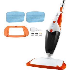VEVOR Steam Mop, 5-in-1 Hard Wood Floor Cleaner with 4 Replaceable Brush Heads, for Various Hard Floors, Like Ceramic, Granite, Marble, Linoleum, Natural Floor Mop with 2 pcs Machine Washable Pads