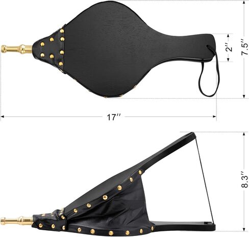 Amagabeli الخشب الموقد منفاخ 19 "× 8" كبيرة من الجلد الاصطناعي النار بيلو النار حفرة الهواء منفاخ الهواء مع حزام معلق فوهة المصبوب مروحة الطبخ في الهواء الطلق التخييم شواء شواء مدخنة الشواء أدوات النار in Kuwait