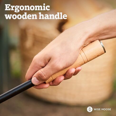 لعبة البوكر النار WISE MOOSE - لعبة بوكر نار المخيم مقاس 34 بوصة مع وظيفة النفخ، لعبة البوكر حفرة النار المجمعة من جزأين، لعبة البوكر النار لحفرة النار بمقبض خشبي، أدوات حفرة النار للداخلية، لعبة البوكر حفرة النار في الهواء الطلق in Kuwait