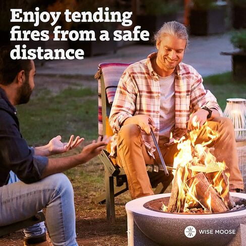 لعبة البوكر النار WISE MOOSE - لعبة بوكر نار المخيم مقاس 34 بوصة مع وظيفة النفخ، لعبة البوكر حفرة النار المجمعة من جزأين، لعبة البوكر النار لحفرة النار بمقبض خشبي، أدوات حفرة النار للداخلية، لعبة البوكر حفرة النار في الهواء الطلق in Kuwait