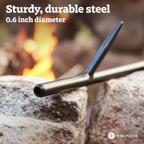 لعبة البوكر النار WISE MOOSE - لعبة بوكر نار المخيم مقاس 34 بوصة مع وظيفة النفخ، لعبة البوكر حفرة النار المجمعة من جزأين، لعبة البوكر النار لحفرة النار بمقبض خشبي، أدوات حفرة النار للداخلية، لعبة البوكر حفرة النار في الهواء الطلق in Kuwait