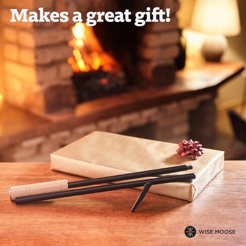 لعبة البوكر النار WISE MOOSE - لعبة بوكر نار المخيم مقاس 34 بوصة مع وظيفة النفخ، لعبة البوكر حفرة النار المجمعة من جزأين، لعبة البوكر النار لحفرة النار بمقبض خشبي، أدوات حفرة النار للداخلية، لعبة البوكر حفرة النار في الهواء الطلق in Kuwait