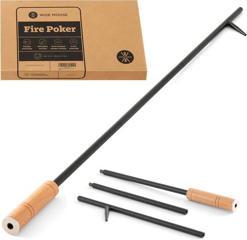 34 Inch Fire Poker for Fire Pit Outdoor - Blow Poke, Fireplace Poker with Wooden Handle - Campfire Poker, Fire Pit Poker, Fire Poker for Fire Pit with Wooden Handle, in Saudi Arabia