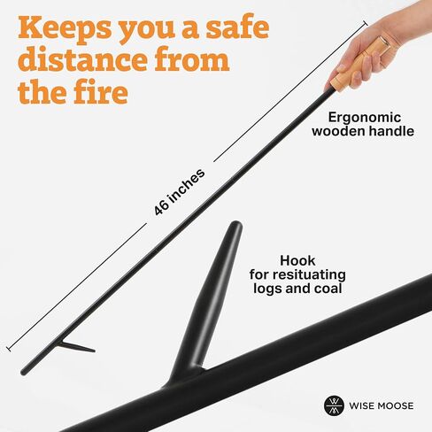 34 Inch Fire Poker for Fire Pit Outdoor - Blow Poke, Fireplace Poker with Wooden Handle - Campfire Poker, Fire Pit Poker, Fire Poker for Fire Pit with Wooden Handle, in Saudi Arabia