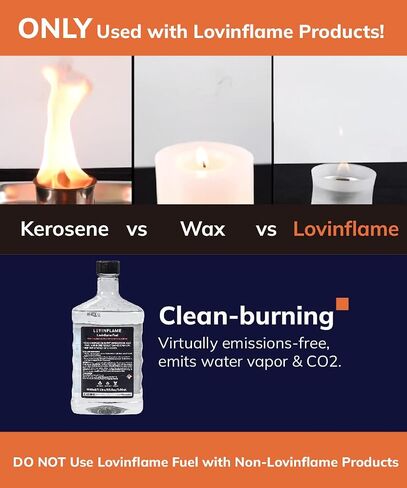 Exclusive Fuel for Lovinflame Fireplaces Fire Pits Firebowls Candles Non-Toxic, Non-Flammable, Water-Soluble, Safe for Transportation & Storage (1 Gallon) in Saudi Arabia