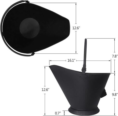 Amagabeli Bucket for Fireplace Assembled Pellet Stove Indoor and Outdoor Hot Ashes Carrier Container Black Fireside Fuel Can Sturdy Fire Place Burning Wood Holder Hearth Tools in Kuwait