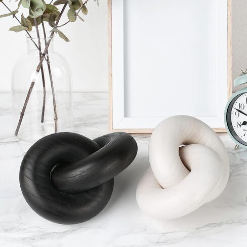 OFIDELITY ديكور عقدة خشبية، 2- وصلة ديكور سلسلة خشبية، ديكور رف مدفأة منزلية ريفية، ديكورات حديثة من خشب بوهو المنحوت يدويًا لغرفة المعيشة، طاولة قهوة المزرعة، رف الكتب، طاولة المكتب in Kuwait