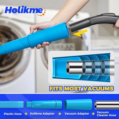 Holikme Dryer Vent Cleaner Kit Vacuum Hose Attachment Brush, Lint Remover, Dryer Vent Vacuum Hose, Black in Kuwait