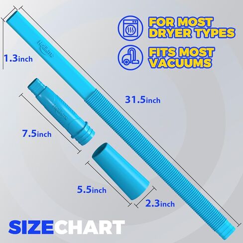 Holikme Dryer Vent Cleaner Kit Vacuum Hose Attachment Brush, Lint Remover, Dryer Vent Vacuum Hose, Black in Kuwait