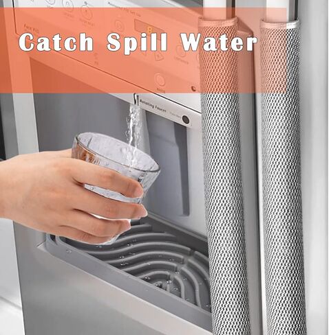 صينية التقاط التنقيط للثلاجة مكونة من قطعتين من Qteeyou، صينية تنقيط صغيرة للثلاجة تحمي وعاء موزع الثلج والمياه، وسادة مياه منسكبة في الثلاجة للانسكابات، وتراكم المعادن ورذاذ الماء (مستطيلة، رمادي) in Kuwait