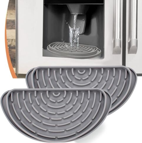 صينية التقاط التنقيط للثلاجة مكونة من قطعتين من Qteeyou، صينية تنقيط صغيرة للثلاجة تحمي وعاء موزع الثلج والمياه، وسادة مياه منسكبة في الثلاجة للانسكابات، وتراكم المعادن ورذاذ الماء (مستطيلة، رمادي) in Kuwait