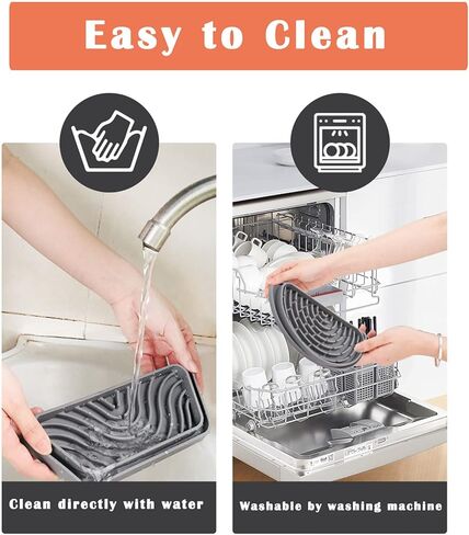 صينية التقاط التنقيط للثلاجة مكونة من قطعتين من Qteeyou، صينية تنقيط صغيرة للثلاجة تحمي وعاء موزع الثلج والمياه، وسادة مياه منسكبة في الثلاجة للانسكابات، وتراكم المعادن ورذاذ الماء (مستطيلة، رمادي) in Kuwait